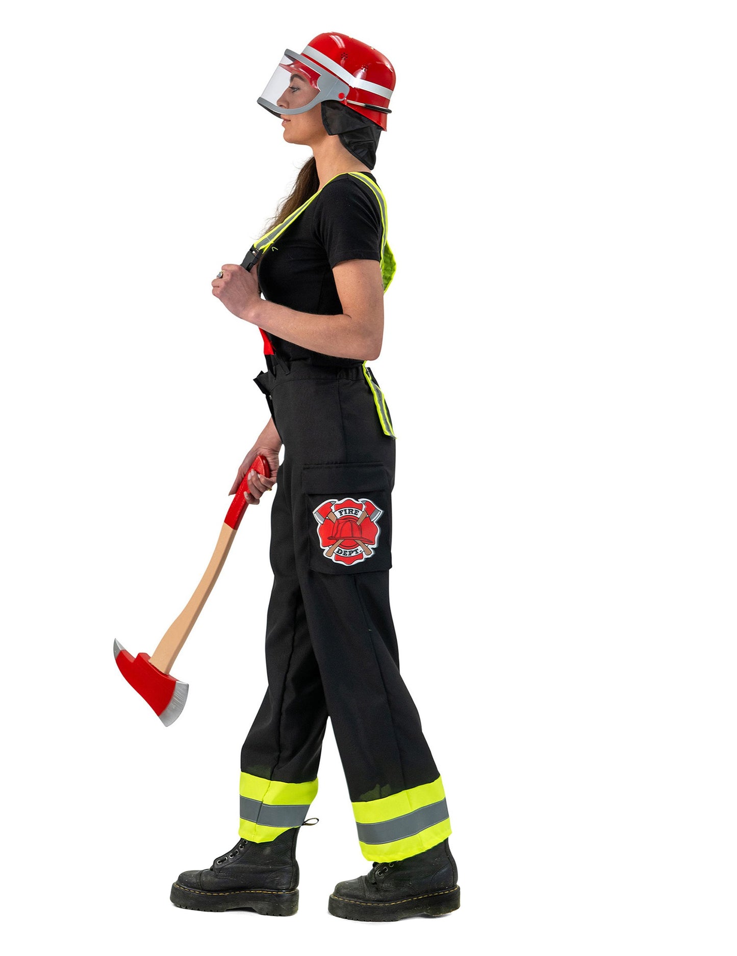 Dámske čierne hasičské nohavice s trakmi