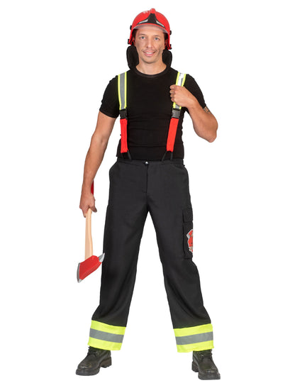 Pánske čierne hasičské nohavice s trakmi