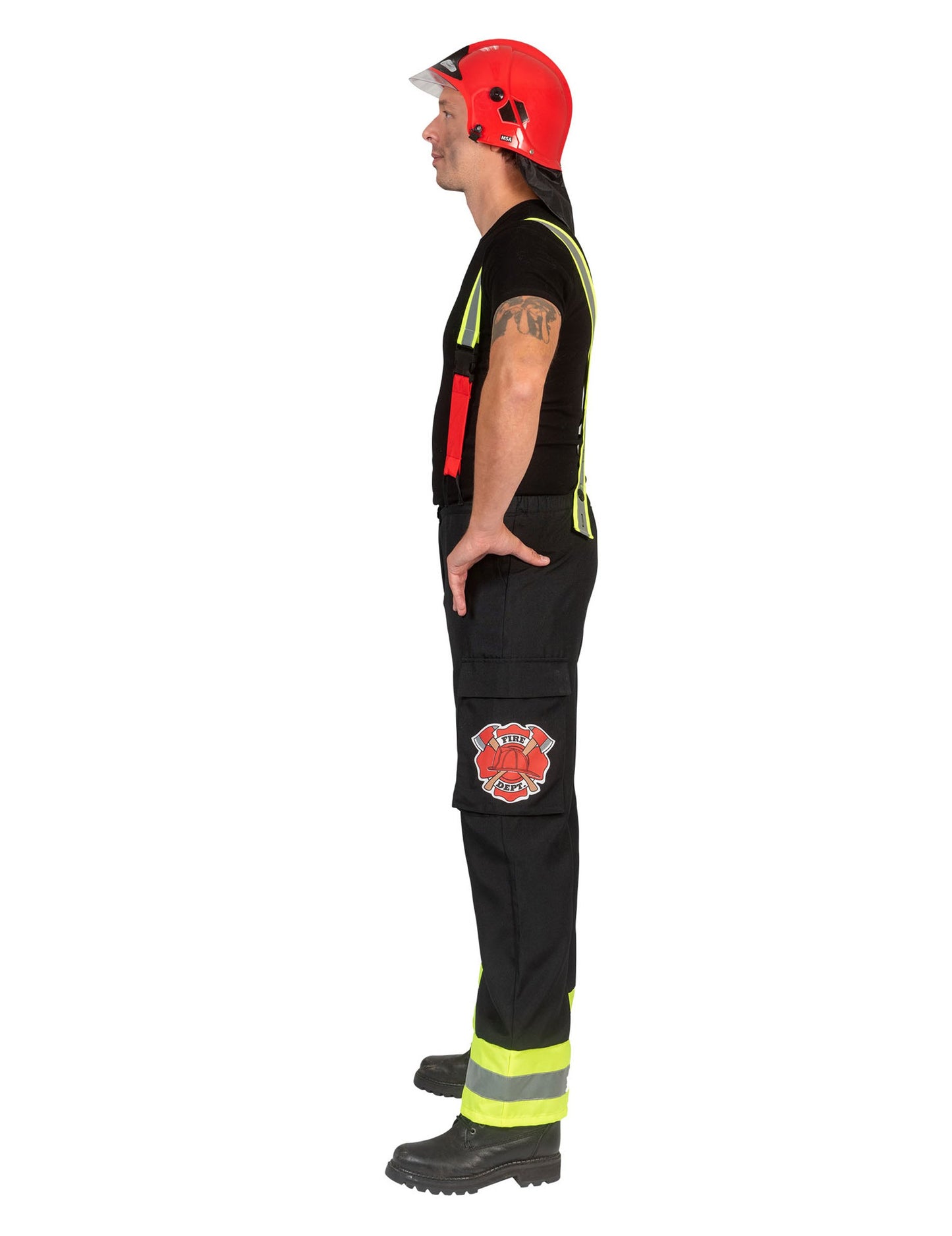 Pánske čierne hasičské nohavice s trakmi
