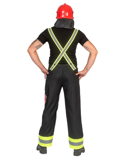 Pánske čierne hasičské nohavice s trakmi