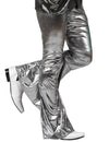 Pantalon disco holographique pour homme argent