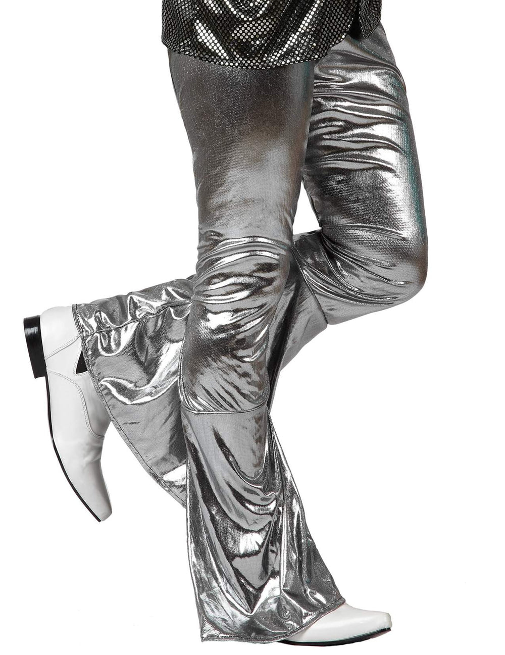 Pantalon disco holographique pour homme argent