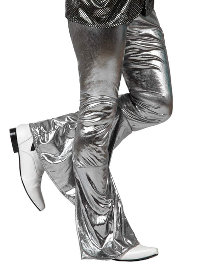 Pantalon disco holographique pour homme argent