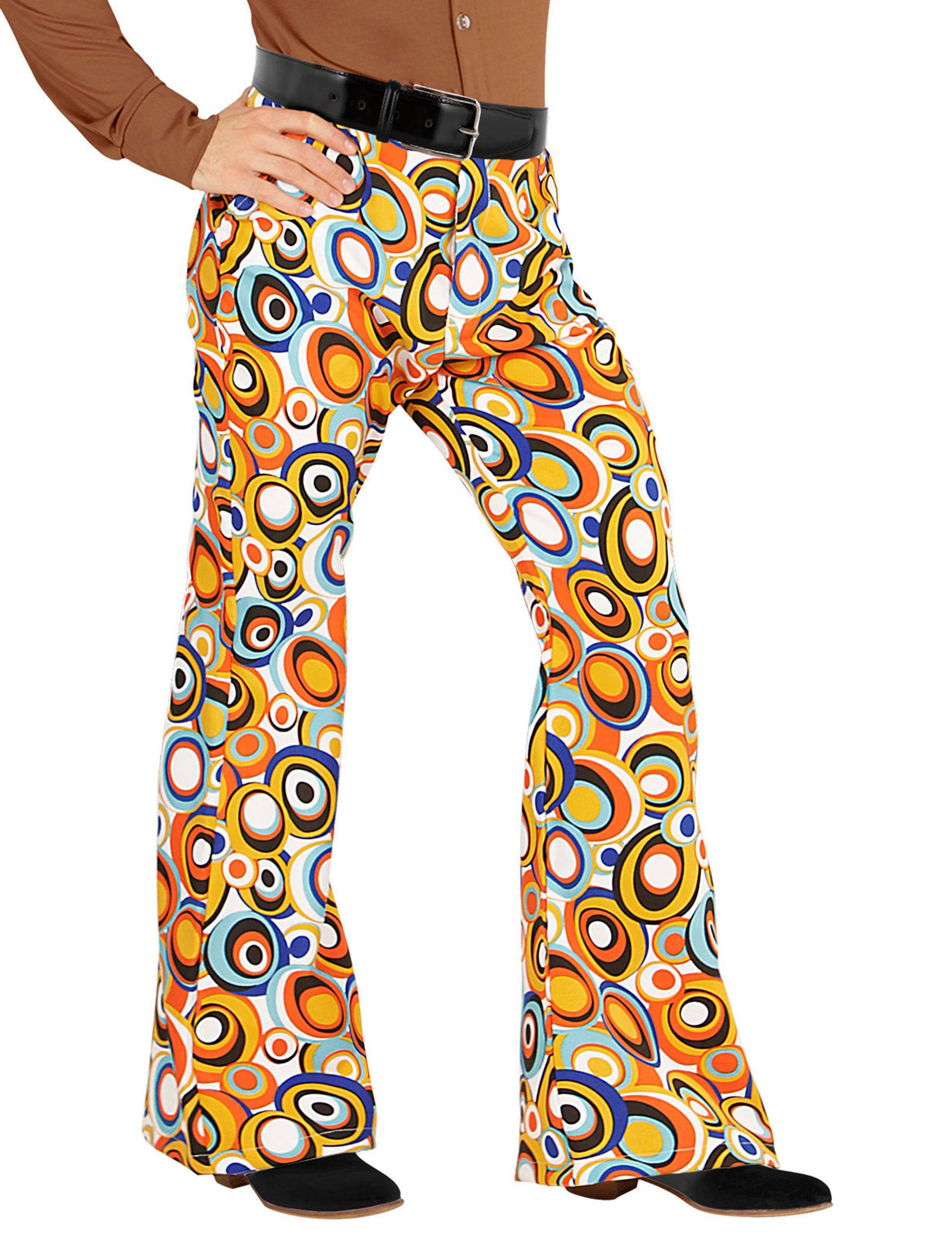 Pantalon groovy bubbles années 70 pour homme multicolore à motifs psychédéliques