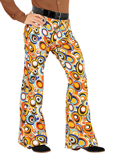 Pantalon groovy bubbles années 70 pour homme multicolore à motifs cercles