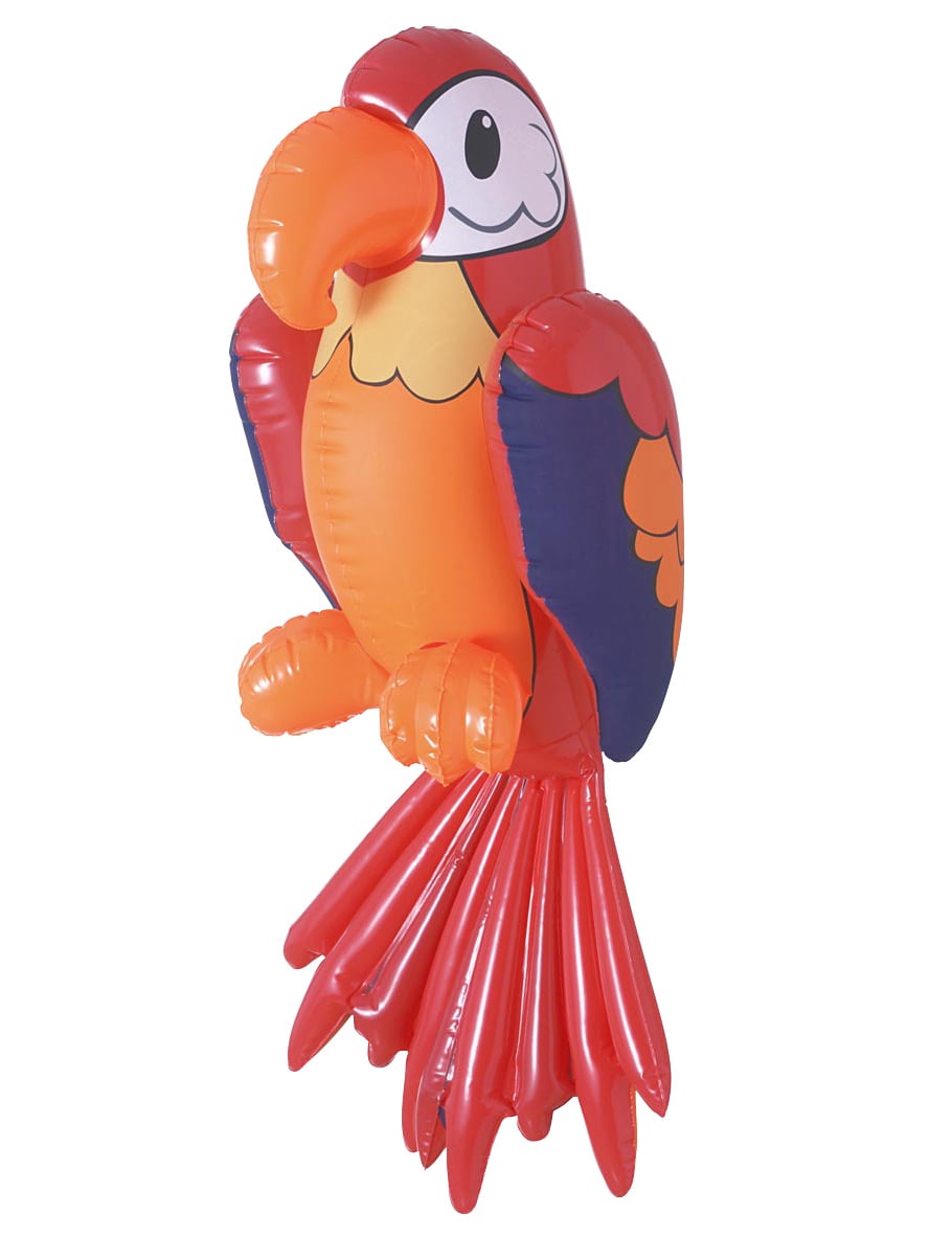 Perroquet gonflable de pirate rouge orange et bleu