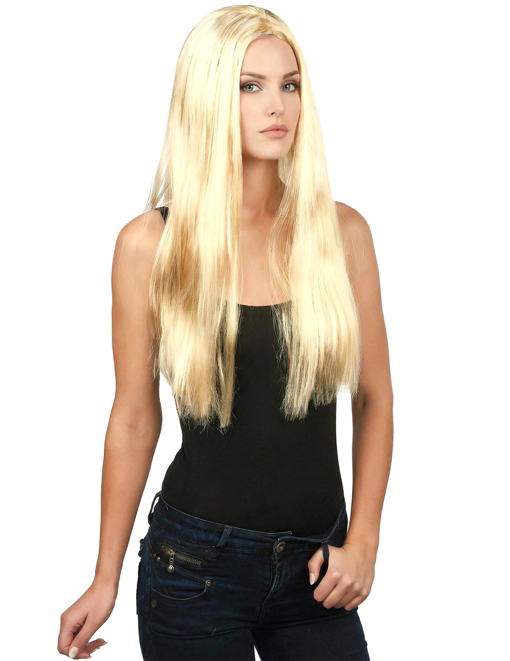 Perruque blonde pour femme adulte longue et lisse