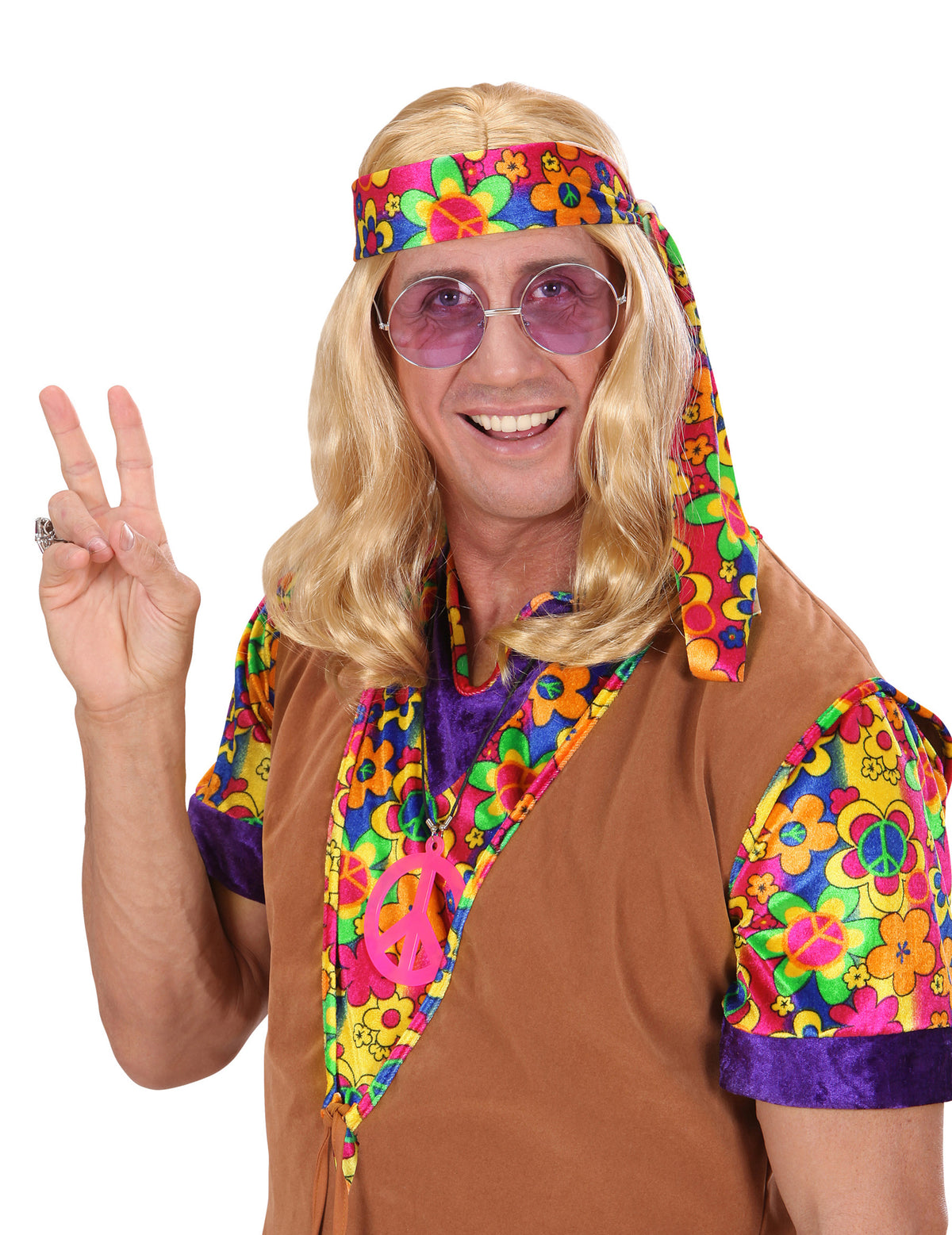 Perruque hippie pour adulte blonde