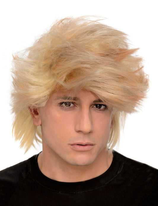 Perruque décoiffée pour homme blonde volumineuse