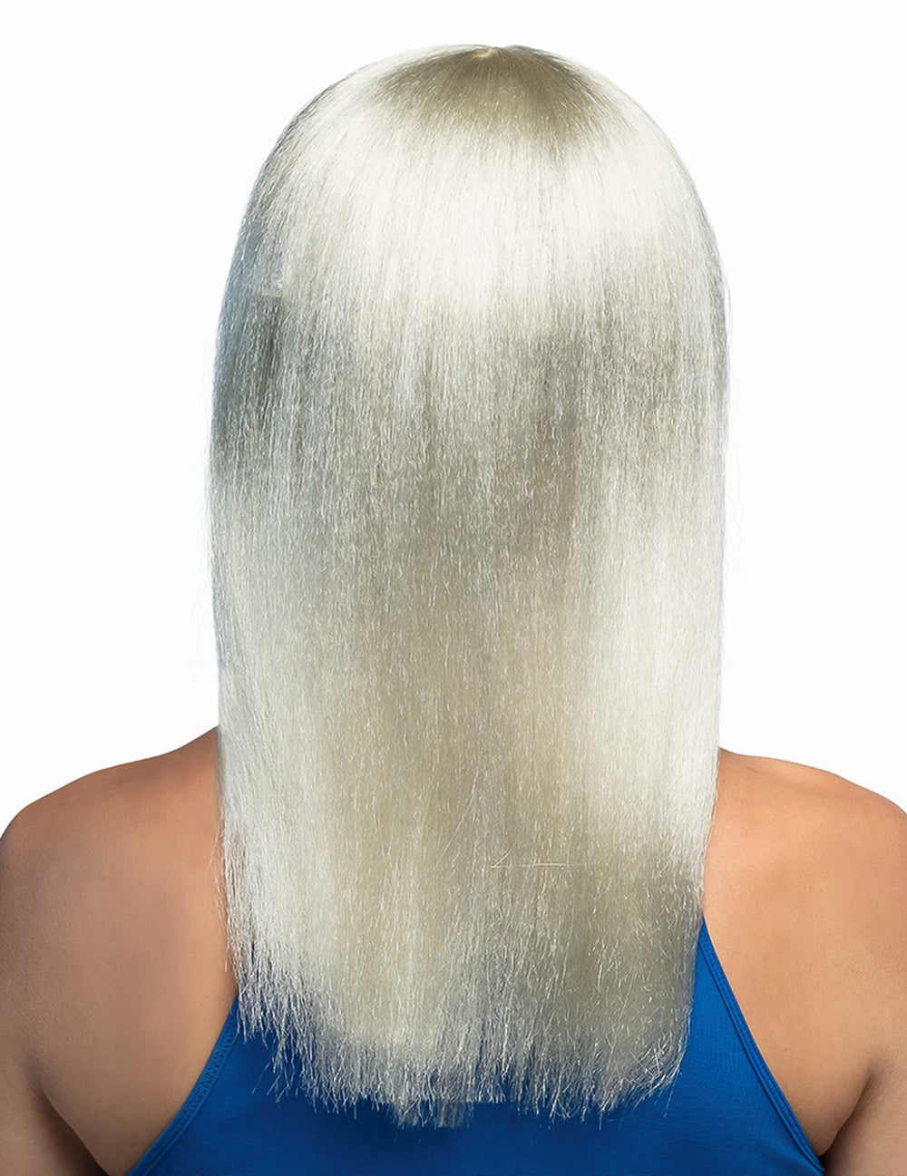 Vue de dos de la perruque blonde lisse pour femme