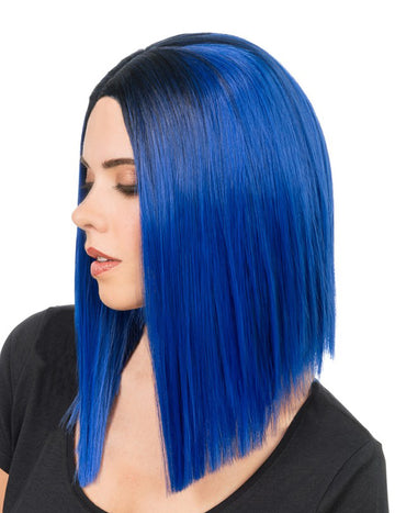 Dospelá dlhá elektrická modrá štvorcová parochňa