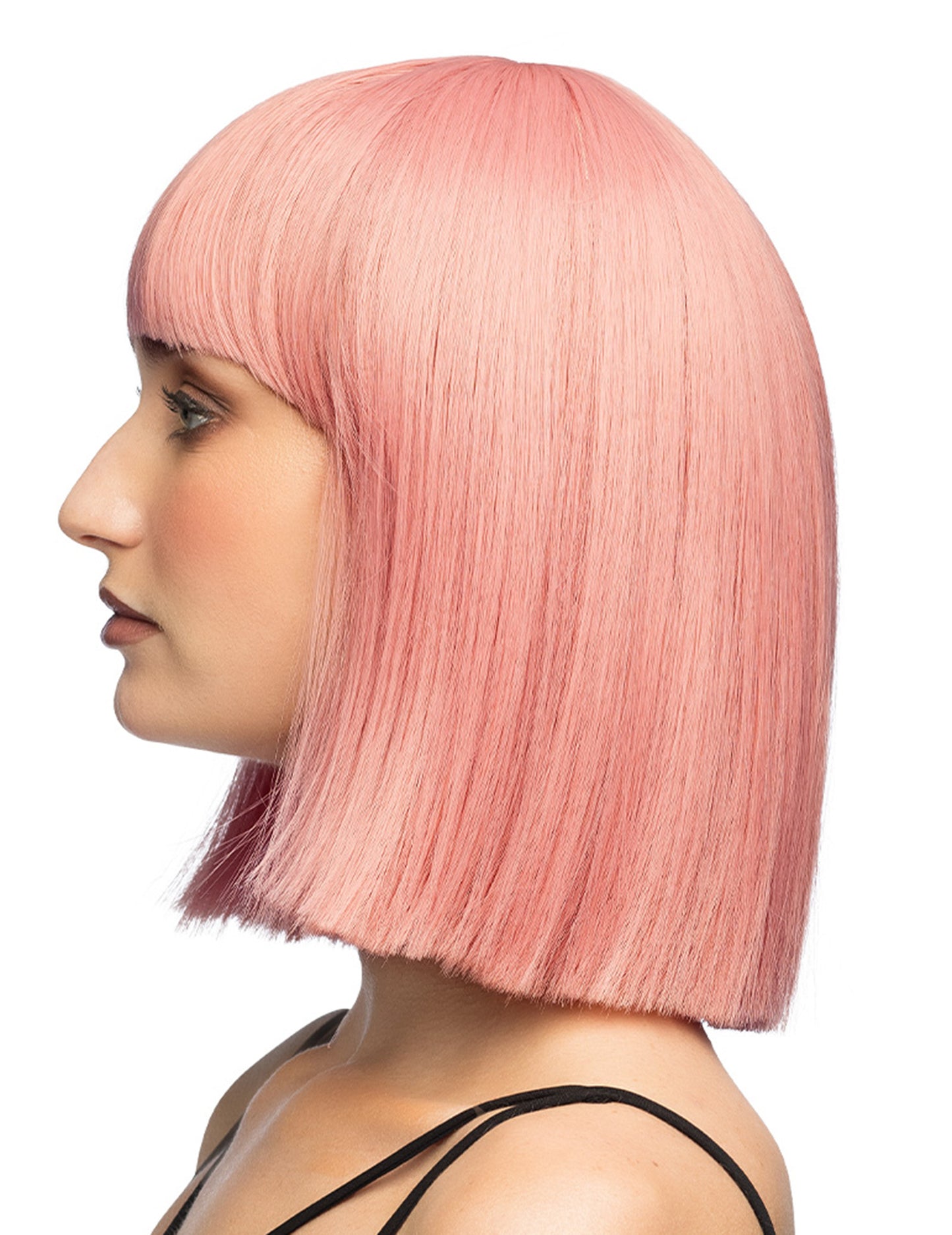 Luxusná dospelácka parochňa v lososovo-ružovej farbe, strih carré 