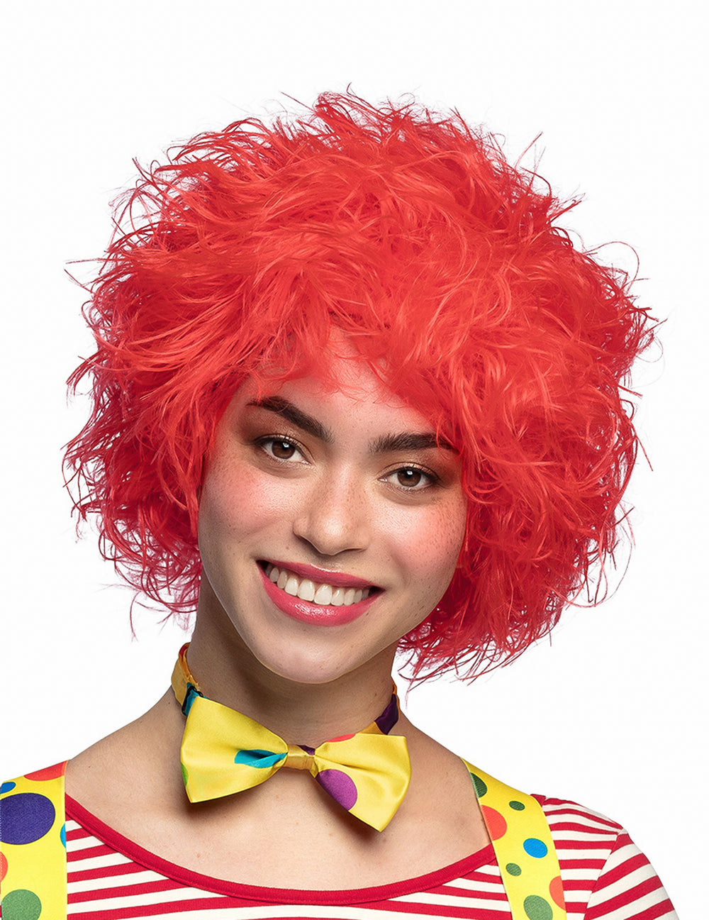 Perruque clown pour femme rouge colorée