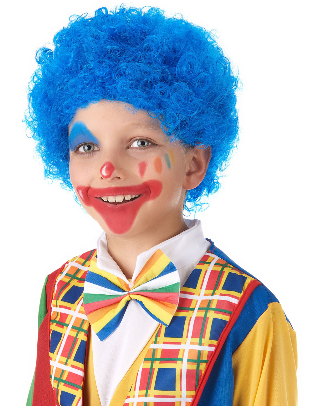 Perruque de clown pour enfant bleue frisée