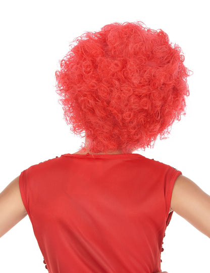 Vue de dos de la perruque disco enfant rouge