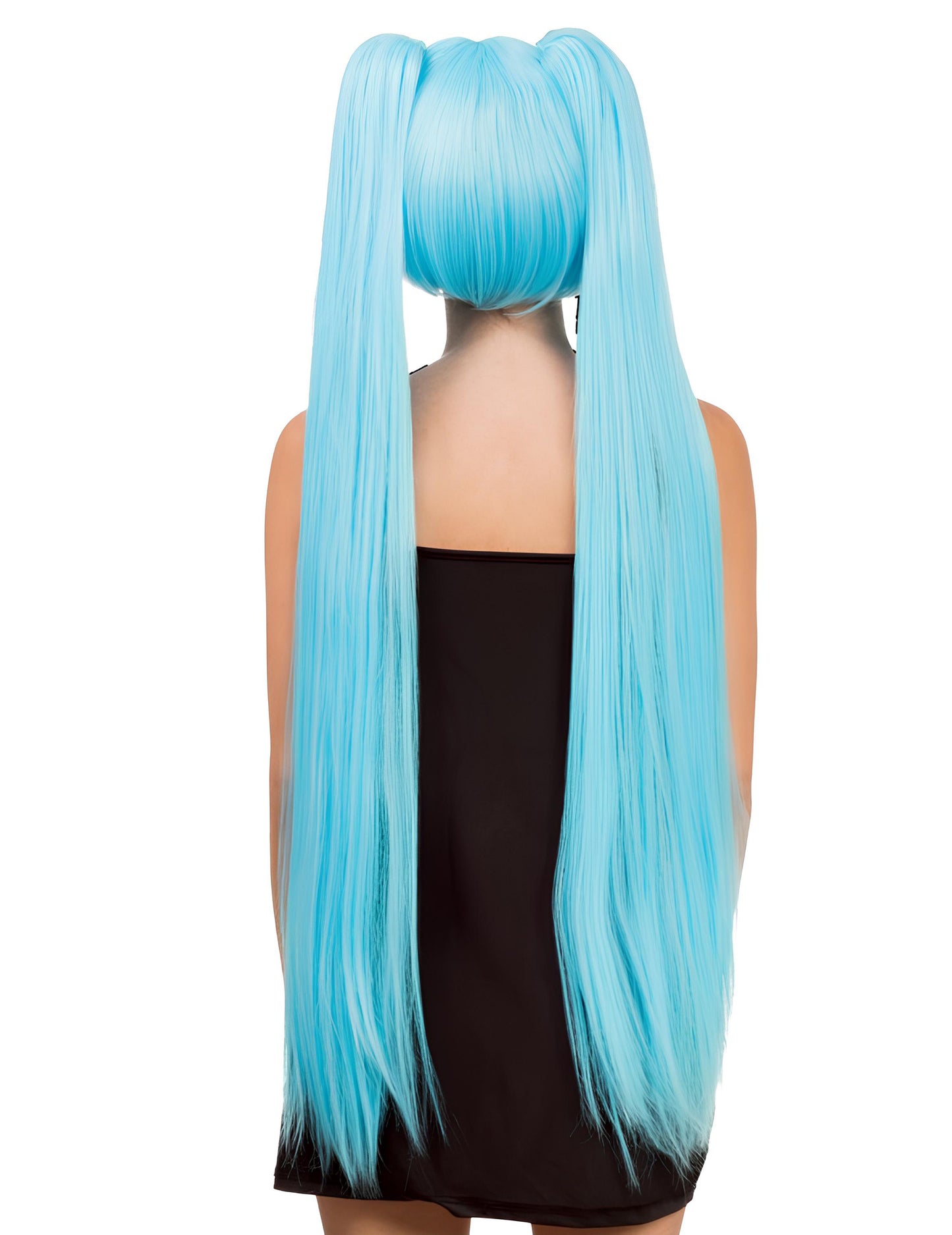 Luxusná cosplay parochňa s dlhými modrými copmi pre dospelých 