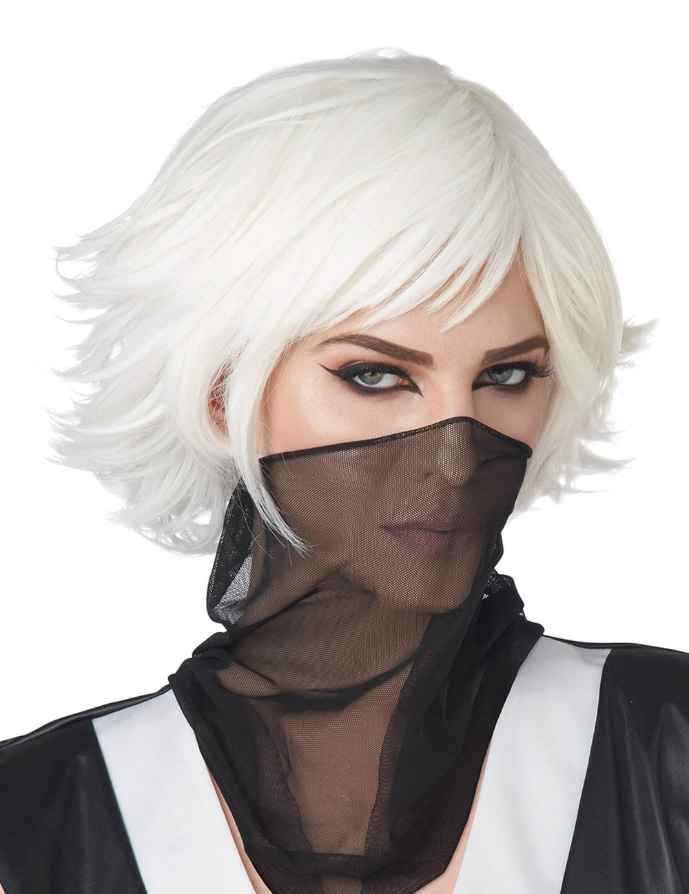 Krátka biela cosplay parochňa pre dospelý