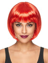 Perruque courte rouge pour femme avec frange