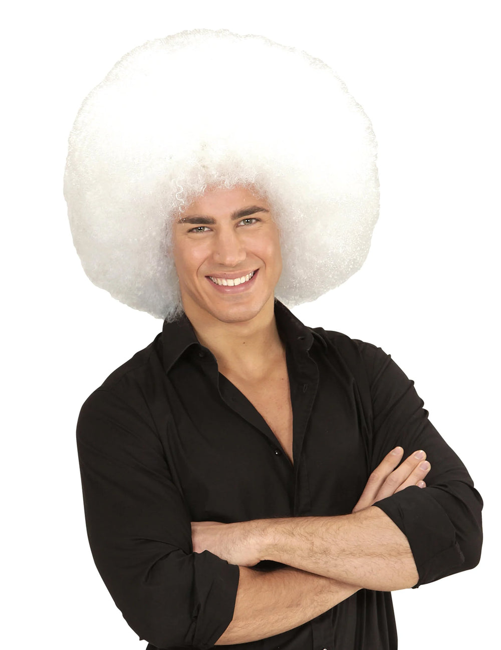 Perruque extra volume afro pour adulte blanche