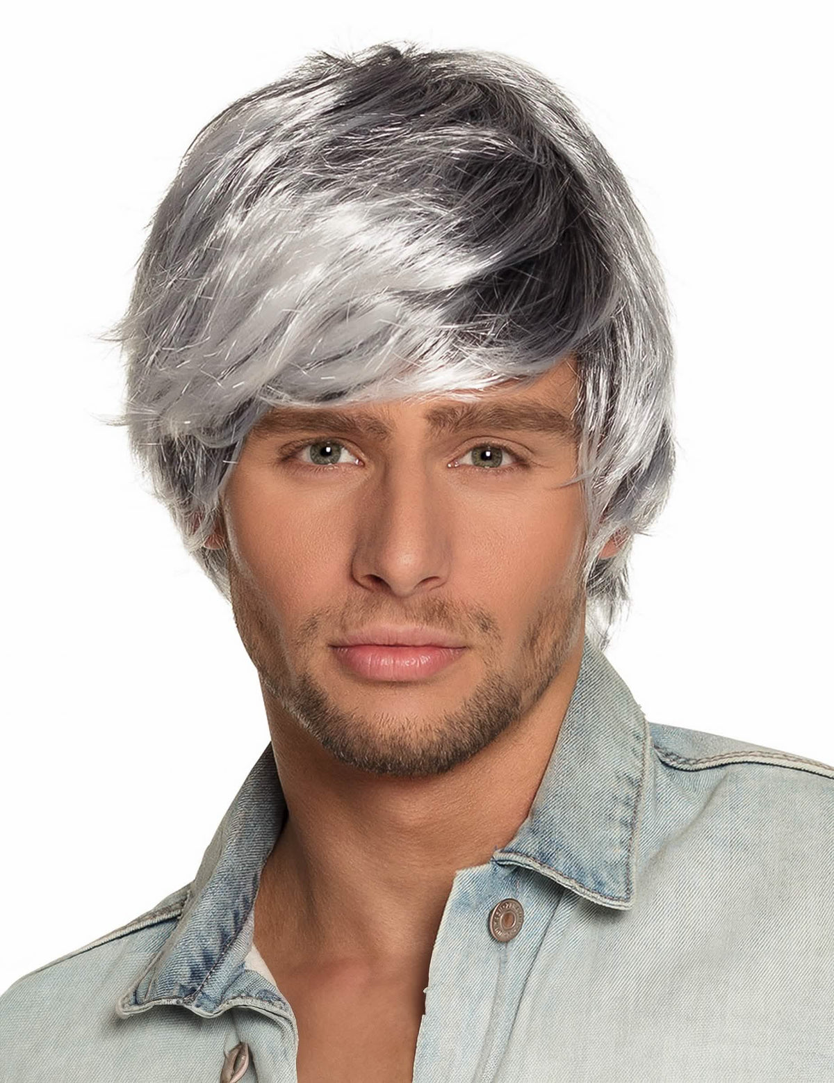 Sivá a strieborná šedivá parochňa pre mužovi