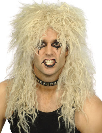 Perruque hard rocker pre dospelých blondínka objemná a rozcuchaná