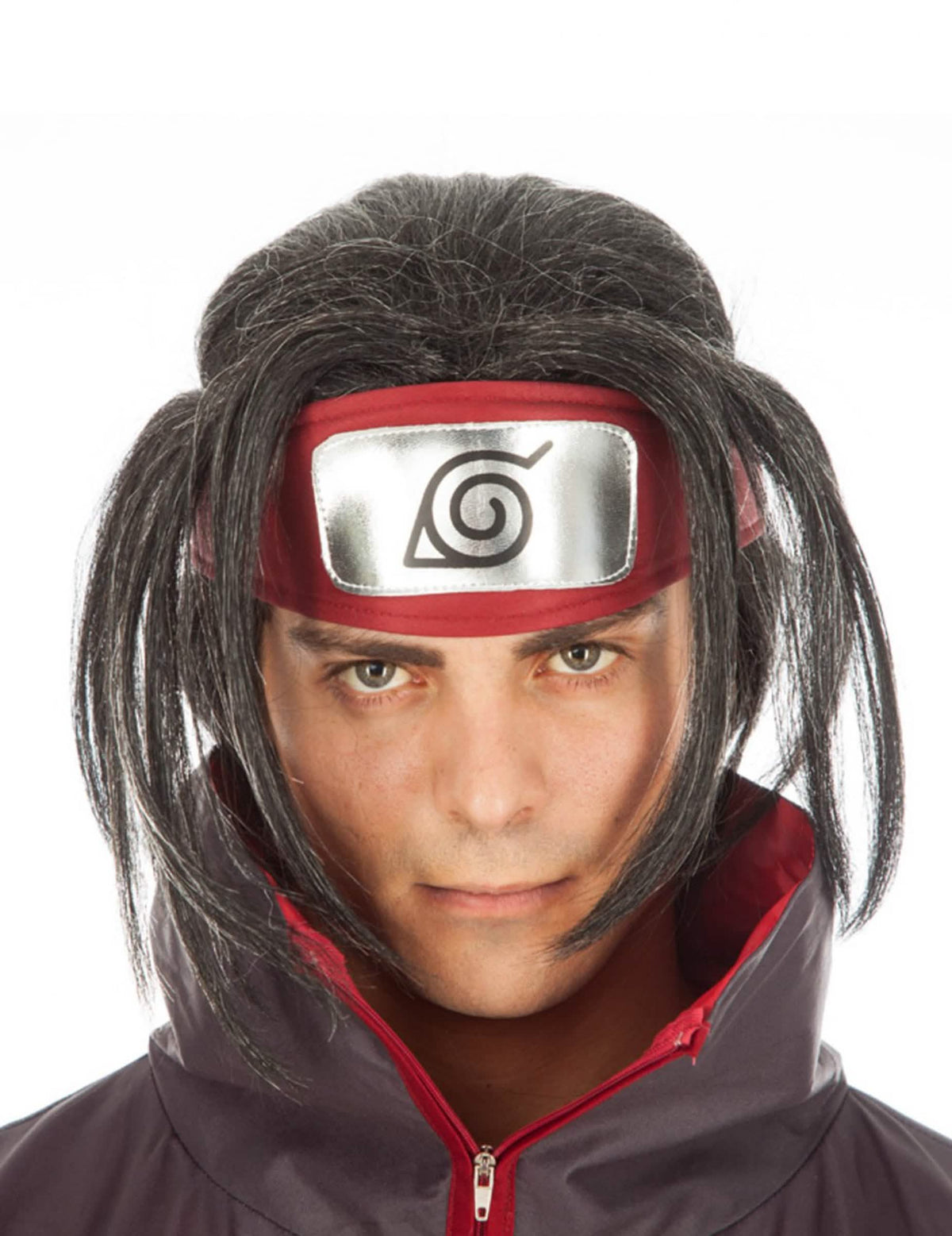 Čierna parochňa Itachi Naruto™ pre dospelého s červenou čelenkou