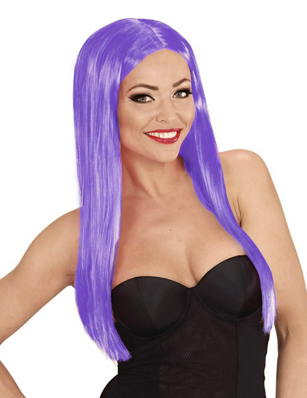 Dlhá glamúrová fialová parochňa pre ženu