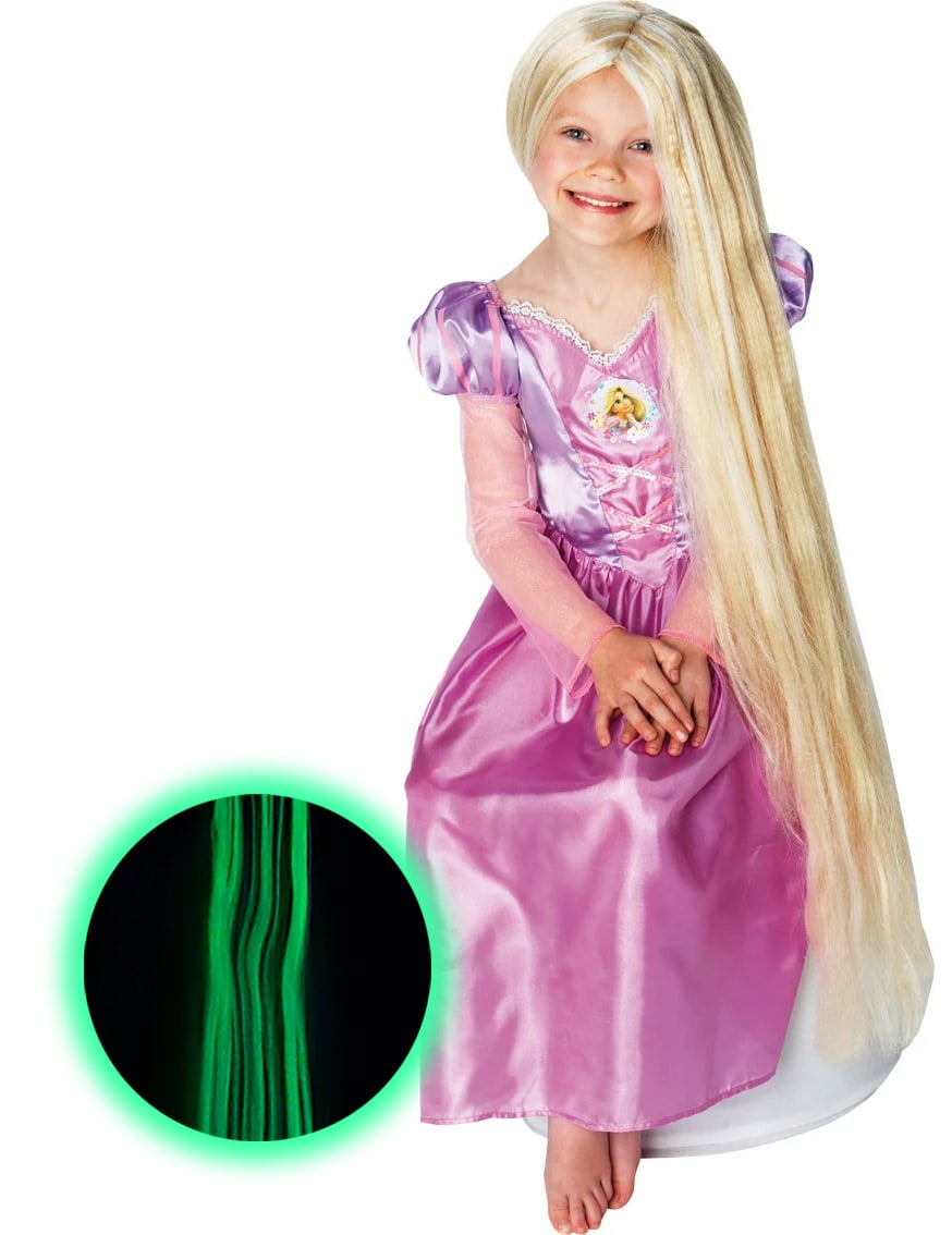 Perruque phosphorescente princesse Raiponce™ pour fille blonde très longue