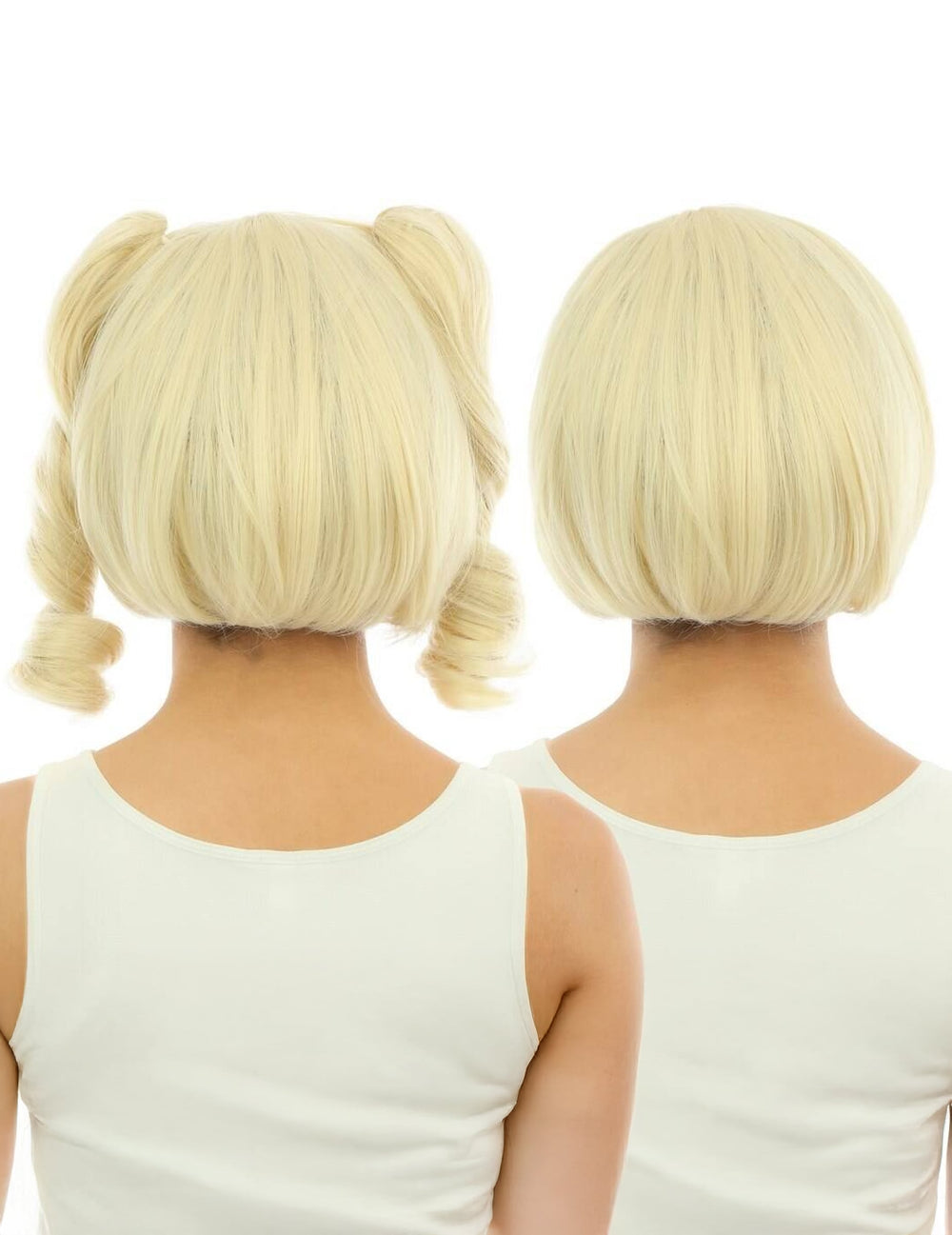 Vues de dos de la perruque manga pour femme blonde
