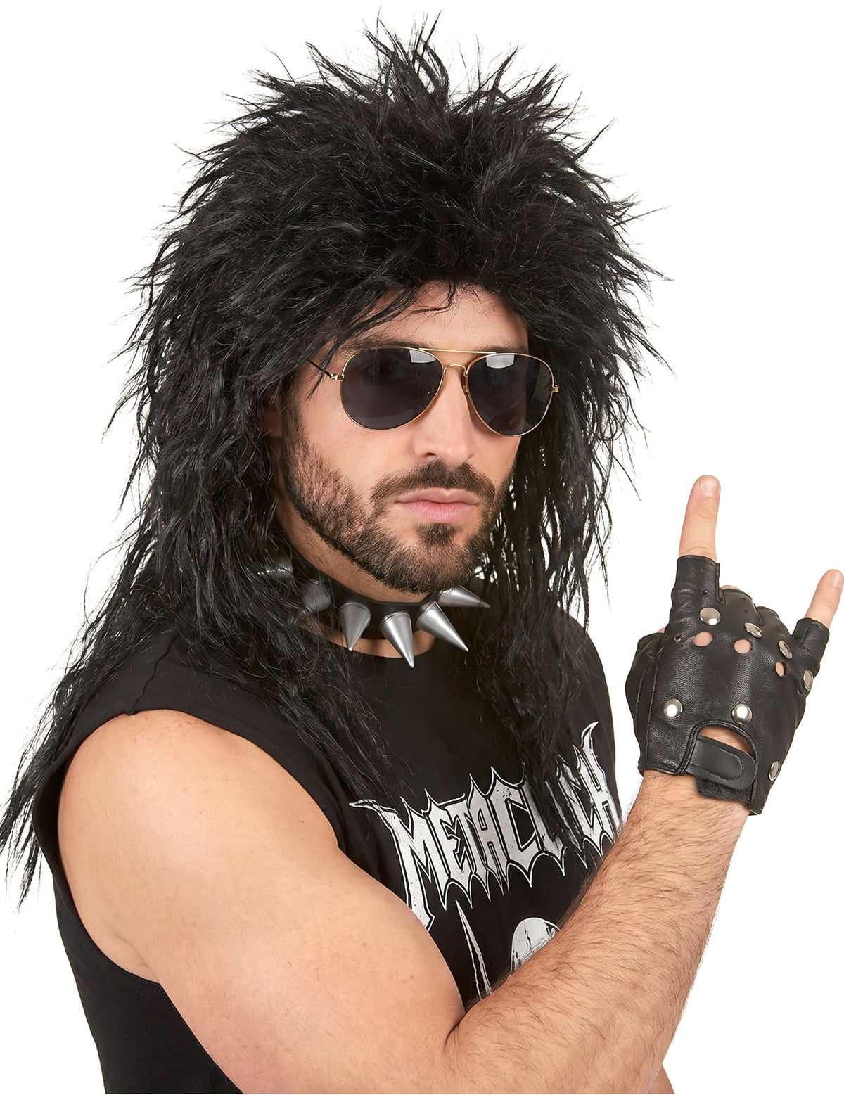 Tvrdý čierny rocker čierna parochňa