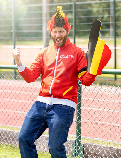 Mise en situation de la perruque punk supporter Belgique