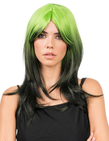 Dospelá zelená a čierna kravata a farbivá parochňa