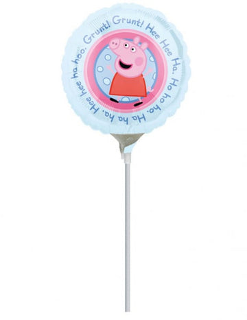 Ballon aluminium Peppa Pig pour enfant bleu et rose sur tige