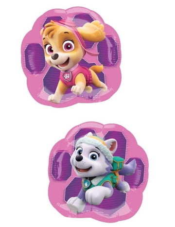 Ballon aluminium Stella et Everest Pat'Patrouille rose et violet en forme de patte