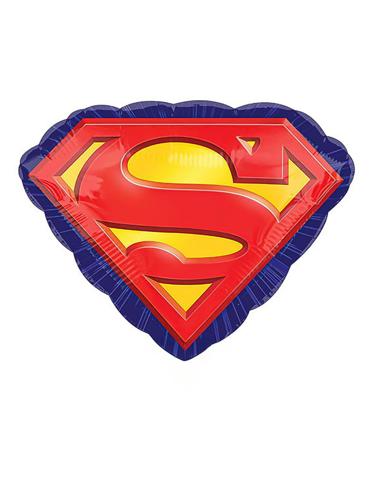Ballon en aluminium Superman rouge jaune et bleu en forme de blason