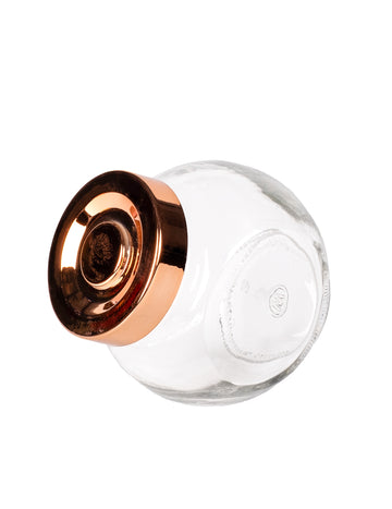 Malá sklenená nádoba s ružovo-zlatým viečkom 8 cm, nádoba s cukrovými mandľami