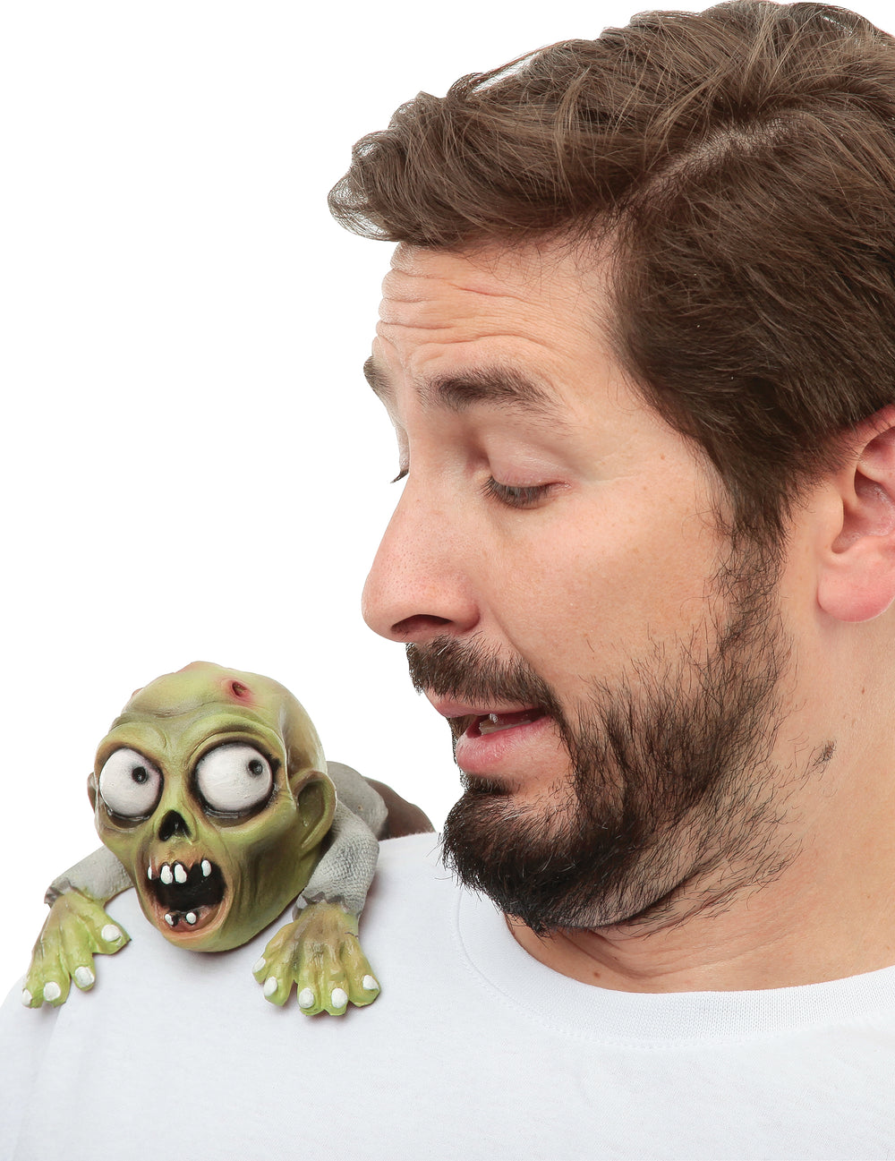 Petit zombie d'épaule pour adulte vert aux yeux globuleux