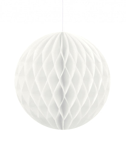 Boule en papier alvéolé pour déco de fête blanc