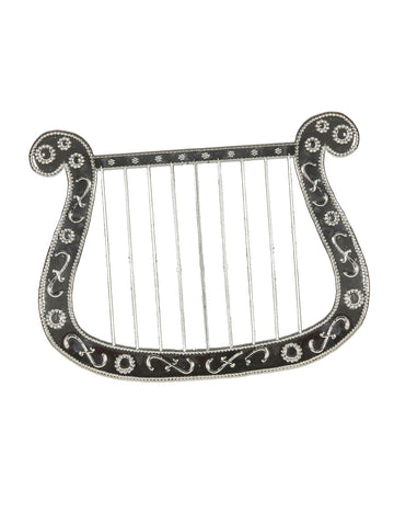 Petite harpe pour déguisement argentée avec motifs noirs