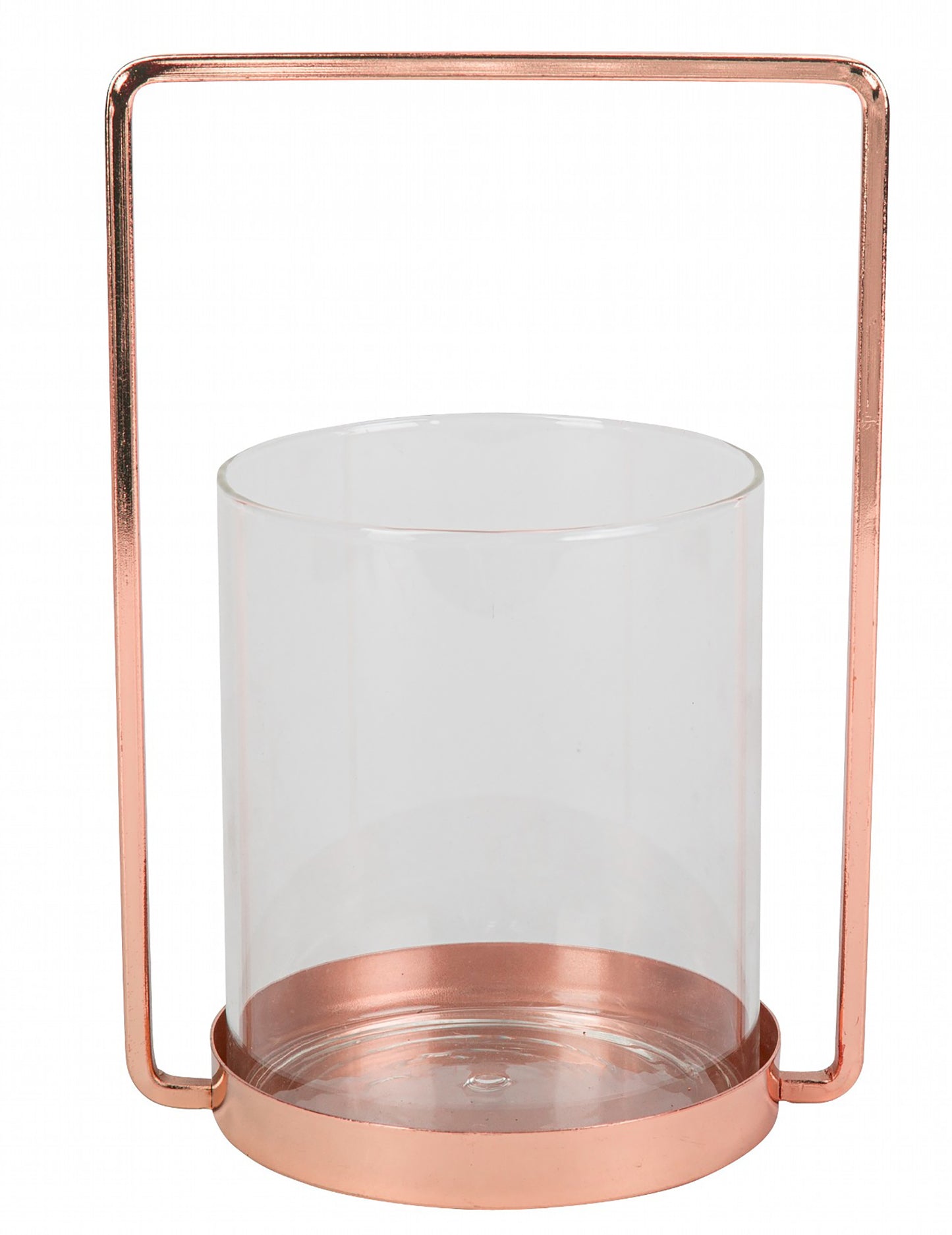 Photophore en verre chic pour décoration rose gold avec cadre en laiton