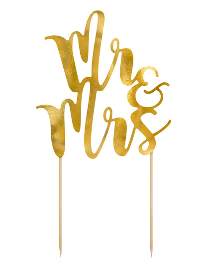 Svadobná ozdoba na tortu pán a pani Zlatá 25,5 cm kartón