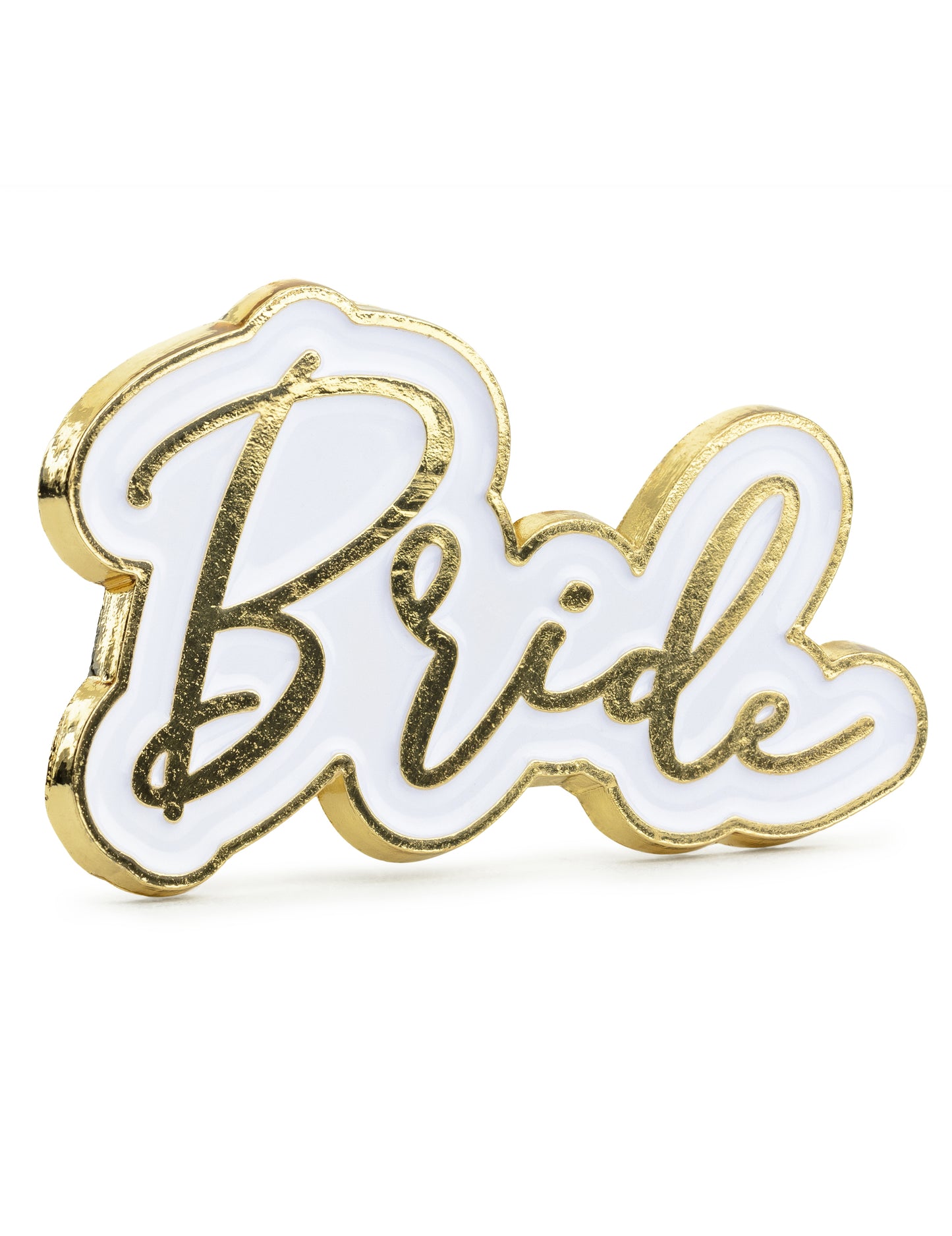 Bielo-zlatý kovový odznak pre nevestu na rozlúčku so slobodou