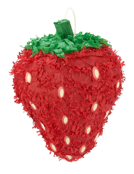 Piñata Fraise rouge et verte avec pépins blancs