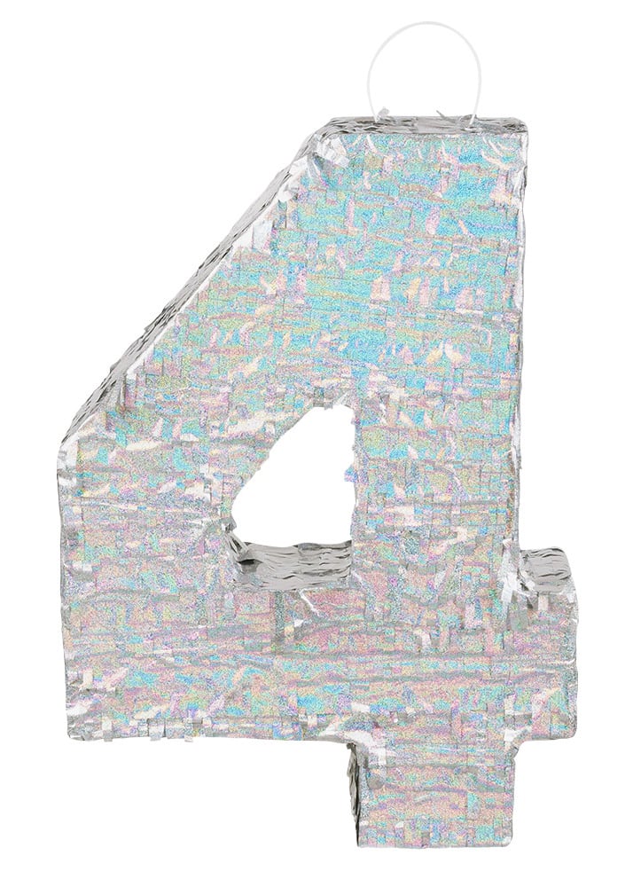 Vue de profil de la piñata chiffre 4 pour fête