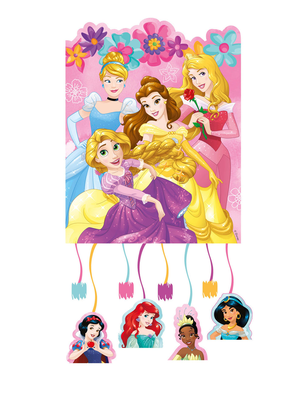 Piñata Princesses Disney rose à ficelles multicolores