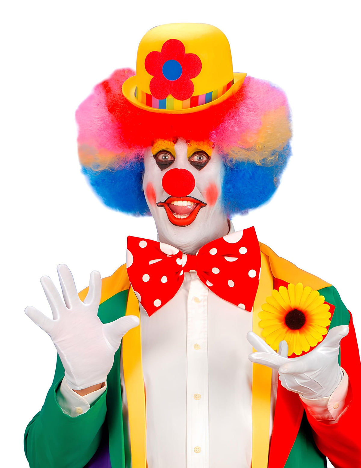Mise en situation sur un déguisement de clown de la pince fleur de tournesol