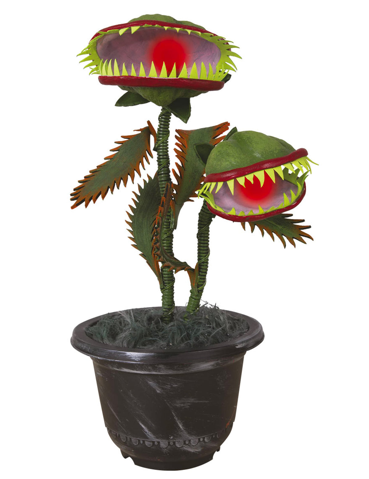 Plante carnivore animée pour décoration d'Halloween verte et rouge lumineuse