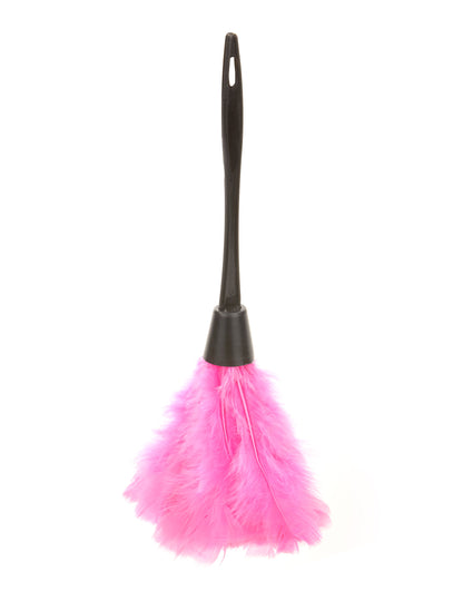 Ružový prachovka pre dospelých s ružovými perami a čiernou rukoväťou