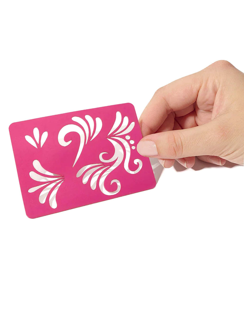 Pochoir de maquillage réutilisable arabesque pour enfant et adulte rose fuchsia