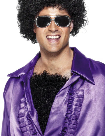 Čierne kučeravé chlpy na hrudník pre dospelých